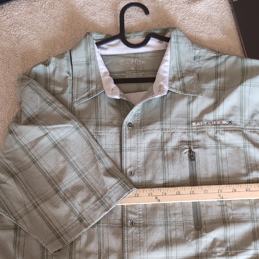 Salt Life Sage Plaid Shirt with Pocket